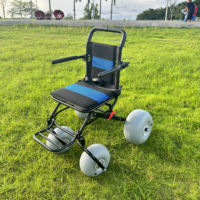 Fauteuil roulant de plage DIVOUS tout-terrain, 4 roues, léger, en acier, pliable, noir, roues larges à ballon, garantie 1 an, utilisation en bord de mer