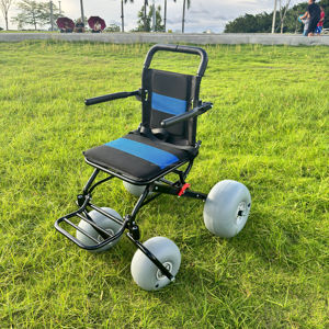 Beach Walker Manual Wheelchair with Steel Frame 100kg Capacity 40cm Seat Width <b>Large</b> Wheels-Lightweight for Outdoor Use - Product Image 6