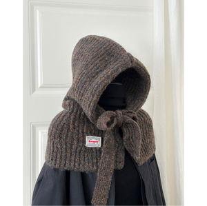 <span class=keywords><strong>Cagoule</strong></span> et écharpe tout-en-un pour <span class=keywords><strong>femme</strong></span>, bonnet tricoté chaud d'hiver avec cache-oreilles, écharpe à capuche tendance - Product Image 4