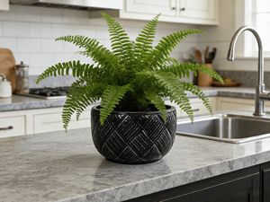 Pot de fleurs en céramique de style américain, gris foncé-noir, motif elliptique, finition émaillée, trou de drainage, 28,5 kg, écologique - Product Image 2