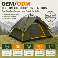 Tente de camping automatique portable OEM, couleur personnalisée, installation facile en 1 minute, imperméable, double couche, fibre de verre, pour 2 personnes, glamping