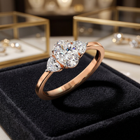Anillo de Compromiso con Diamante Ovalado Trillium de 1 Ct, Cultivado en Laboratorio, Certificado por IGI, E VVS, Chapado en Oro Rosa de 18k, Oro Marcado, Romántico para Mujer