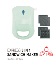 Gaufrier électrique multifonctionnel 3 en 1, avec plaque interchangeable, appareil à sandwich et gaufres en triangle, 2 tranches, grill, panini