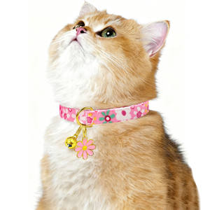 <span class=keywords><strong>Collar</strong></span> de Gato de Algodón con Hebilla de Seguridad, <span class=keywords><strong>Collar</strong></span> de Gatito Rosa Floral con Colgante de Flor y Campana, Lindos Collares para Gatitas - Product Image 5