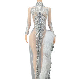 Vestido دي العيد مخصصة مثير شبكة الأبيض الترتر عالية الشق الزفاف حزب اللباس المرأة فستان حفلات مساء ماكسي اللباس - Product Image 1