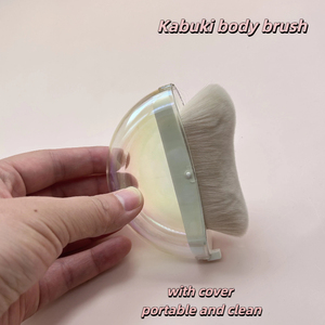 YRX Half Round Face And Body Brush Makeup Kabuki Tanning Body Applicator Brush Single <b>Foundation</b> Kabuki Brush With Cap - Product Image 4