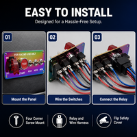 Interrupteur de contacteur de voiture Neo Chrome, panneau de commande combiné, bouton de démarrage du moteur, 3 interrupteurs à bascule ACC, rouge racing, 12V 24V