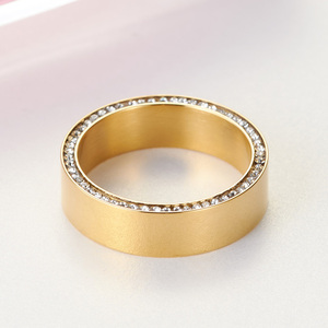 Gioielli di moda in zirconia in acciaio inox pieno di oro anello di zircone donna anello online negozio - Product Image 2