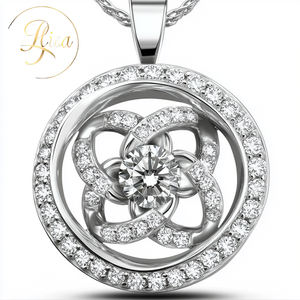 Discover <span class=keywords><strong>Elisa</strong></span>'s Exclusive Flower Series Collar colgante hecho a mano en plata 925 con Iced Out VVS Diamond Moissanite - Product Image 1