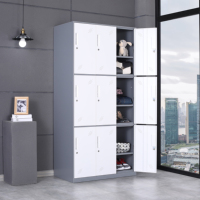 Casier métallique robuste à 9 portes, armoire en acier pour vêtements, casier de rangement pour salle de sport, vestiaire, personnel, école, armoire métallique