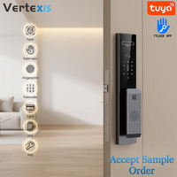 Serrure Intelligente 3D Vertexis à Reconnaissance Faciale et Empreinte Digitale, Interphone WiFi TUYA avec Application, Anti-Vol, Installation Facile, Classe C, Cloud, Bois/Autre