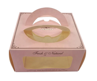 Cajas de papel personalizadas para pastel rosa, embalaje para pasteles, ventana, comida, cartón, pastel, panadería, queso de madera