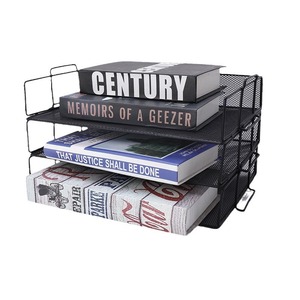 Metal <b>File</b> Holder 3 Tier Black Mesh Office Storage Rack Document <b>Organizer</b> Letter Holder Stationery Supply - Product Image 5