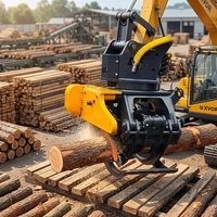 Scie à griffes XUVOL OEM ODM montée sur excavatrice 360 °   Scie à grappin rotative pour la coupe de bois en rondins, pour la transformation du bois en pulpe et l'élagage des arbres
