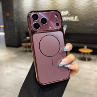 Coque de téléphone magnétique mate à grande fenêtre avec bouton IA et film de protection d'objectif pour iPhone 18 17 16 15 14 13 Pro Max