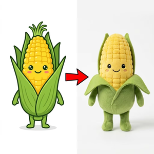 Özel Tasarım Peluş Karikatür Sebze Bebek Oyuncak, Orijinal Sanattan Üretilmiş Tam Mısır Figürü Yumuşak İki Renkli Tarım Ürünü Peluş Örnek Model - Product Image 1