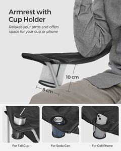 SONGMICS-طقم مكون من 2 قابلة للطي مع حامل أكواب بحد أقصى, سعة الحمل <span class=keywords><strong>150</strong></span> درجة ، كرسي التخييم في الهواء الطلق ، من طراز - Product Image 5