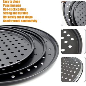 Plaque à pizza perforée ronde pour une croûte croustillante, idéale pour la cuisson au four à la maison, en cuisine et au restaurant - Product Image 2