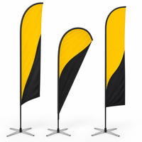 Drapeaux publicitaires personnalisés pour événements sportifs, en polyester tricoté, en forme de plume ou de goutte d'eau, avec mât en fibre de verre, bannières de présentation