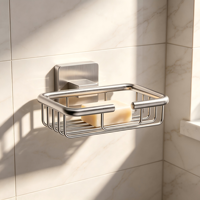 Tempat Sabun Dinding Stainless Steel 304 untuk Kamar Mandi Hotel, Keranjang Sabun Kawat, Pemasangan Sekrup, Desain Modern
