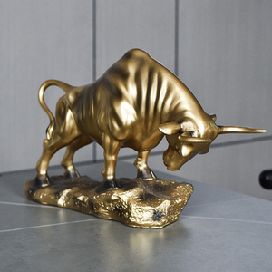 Artesanía de resina Feng Shui, estatua de <span class=keywords><strong>toro</strong></span> dorado, Escultura Moderna de buey, figuritas de vaca para Decoración de mesa de sala de estar, gabinete de <span class=keywords><strong>TV</strong></span>, estudio - Product Image 5