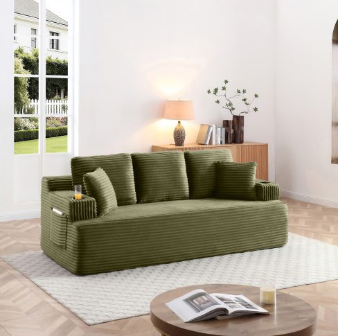 Green + Corduroy + Foam + 3 Seat