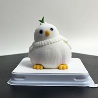 Gâteau Mousse Halal Certifié à la Crème de Fromage Faible en Gras, en Forme d'Oiseau de Dessin Animé, Sucré Naturellement et aux Fruits