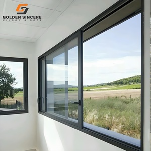 GS Modern Design High Impact Black Aluminum Frame Double Glazing Sliding <b>Windows</b> for Villas - Product Image 2
