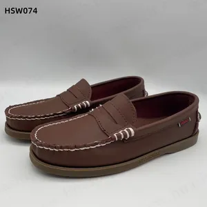 LXG, chaussures paresseuses de marque célèbre de qualité en cuir de vache véritable, chaussures de bateau de marche HSW074 à vendre