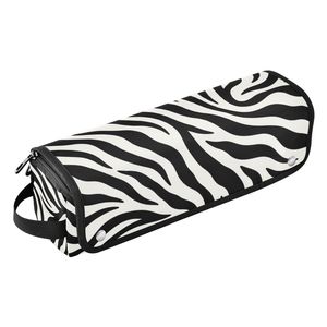 Bolsa de Viaje para Herramientas de Peinado de Neopreno con Estampado de Cebra, Alfombrilla Desmontable Resistente al Calor para Plancha y Rizador de Pelo, Bolsa de Maquillaje Portátil - Product Image 1