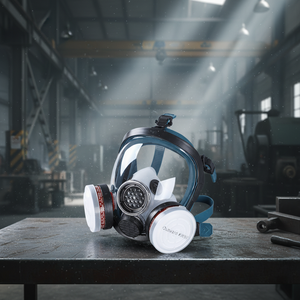 หน้ากากกันแก๊สซิลิโคนแบบเต็มหน้า หน้ากากป้องกันสารเคมี ฝุ่นละออง สำหรับงานทาสี ยาฆ่าแมลง เชื่อมโลหะ และการเอาตัวรอด - Product Image 1