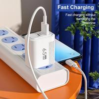 Chargeur de téléphone portable 65W avec prise EU/US, boîtier poli, 1USB+2PD, adaptateur secteur 5V2A, tête de charge rapide multi-ports PD Type C