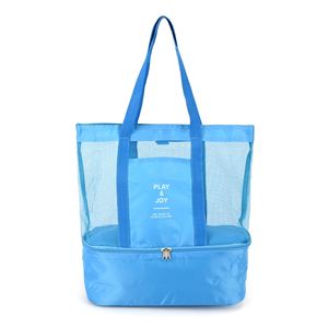 Wholesale Customized Fashion Eco Friendly Zipper Closure <b>Bag</b> Travel Beach Shopping Polyester Mesh Tote <b>Bags</b> with Logo Printing - Product Image 1