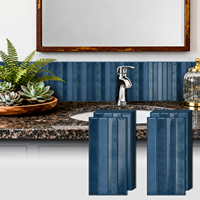 Autocollant de carrelage 3D bleu cobalt à coller, 4,72x9,68 pouces, étanche, en gel 3D, pour crédence de cuisine domestique