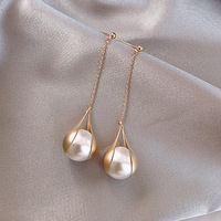 Mode texturé métal enveloppé perles longues boucles d'oreilles gland français perle princesse boucles d'oreilles goutte pour la fête d'anniversaires de mariage