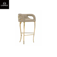 Tabouret de bar de luxe avec accoudoirs creux, chaise de comptoir rembourrée, pieds en métal doré, chaise haute pour la maison, la cuisine, le bar, l'hôtel