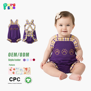 Puresun Maßgeschneiderter Fußballteam-Applikations-Babybody mit Schleife Spieltag Rüschen-Babykleidung 100% Baumwolle Mädchen-Strampler - Product Image 2
