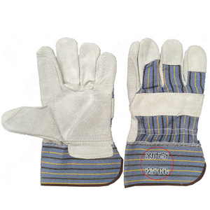 Kyushu Labor Protection Welding <b>Gloves</b> Cowhide Palm Striped Canvas Unlined Stick Welding Industry - Product Image 5