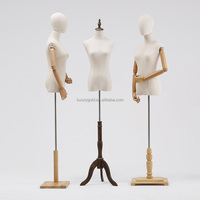 Mannequins de mode demi-corps, mannequins abstraits, torse, présentoir de vêtements, mannequins féminins, demi-mannequin féminin avec support en bois