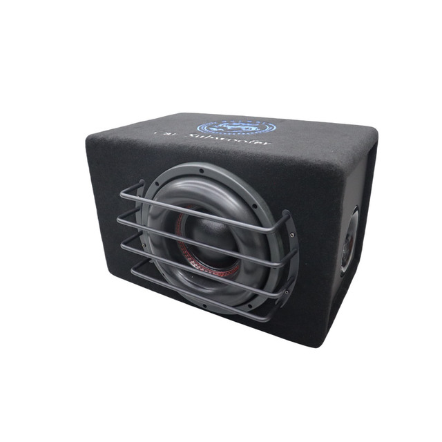 10 Inch Single Coil Car Subwoofer with Amplifier Active Enclosure and Paper Cone for Audio and Car Audio Systems DC 12V
