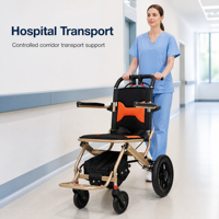 Fauteuil roulant manuel pliable avec design de rangement compact pour les soins à domicile, le transport et l'équipement d'accessibilité