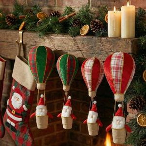 Divertida Decoración Colgante de Navidad con Globo de Aire Caliente de Santa Claus, Figura de Santa Claus con Paracaídas, Poliéster, Sin Gráficos Impresos - Product Image 3