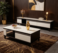 Meuble TV moderne réglable et table basse, mobilier de maison en gros avec panneau rétractable, rangement pour salon