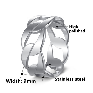 Anillos <span class=keywords><strong>de</strong></span> Acero Inoxidable <span class=keywords><strong>de</strong></span> 9 mm, Venta Caliente en Europa y América, Anillos con Diseño <span class=keywords><strong>de</strong></span> Cadena Personalizados al por Mayor para Hombre, Joyería 2026 - Product Image 5
