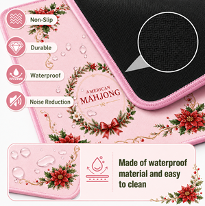 Tapis de Mahjong Américain Floral Rose Antidérapant pour Noël, Couverture de Table Anti-Bruit avec Guide des Règles pour Jeux de Cartes - Product Image 6