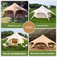 Yurt mongol de luxe pour 8+ personnes, tente de glamping à double couche en coton Oxford, abri de camping imperméable 3000 mm, structure en acier, 4 saisons