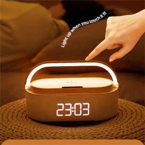 Thanh Lịch Xách Tay 6 in1 FM Đài Phát Thanh Đồng Hồ Báo Thức Sạc Không Dây Điện Thoại Đứng-Tốt Nhất Bán Thanh Lịch Đèn Loa Nhiều Tính năng - Product Image 4