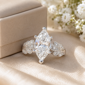 Anello con Foglia Floreale in Zircone Marquise per Donne, Elegante Gioiello da Dito alla Moda - Product Image 4