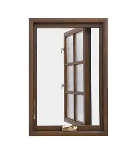 LongTai (Rokee) クランクオープンアウト艶をかけられた窓アルミニウムクラッド木製開き窓