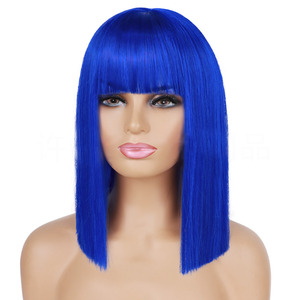 Bán Buôn Nhiều Màu Ngắn <span class=keywords><strong>Bob</strong></span> Cosplay Tóc Giả Vai Chiều Dài 14 Inch Tổng Hợp Tự Nhiên Thẳng Phụ Nữ <span class=keywords><strong>Bob</strong></span> Tóc Giả - Product Image 4